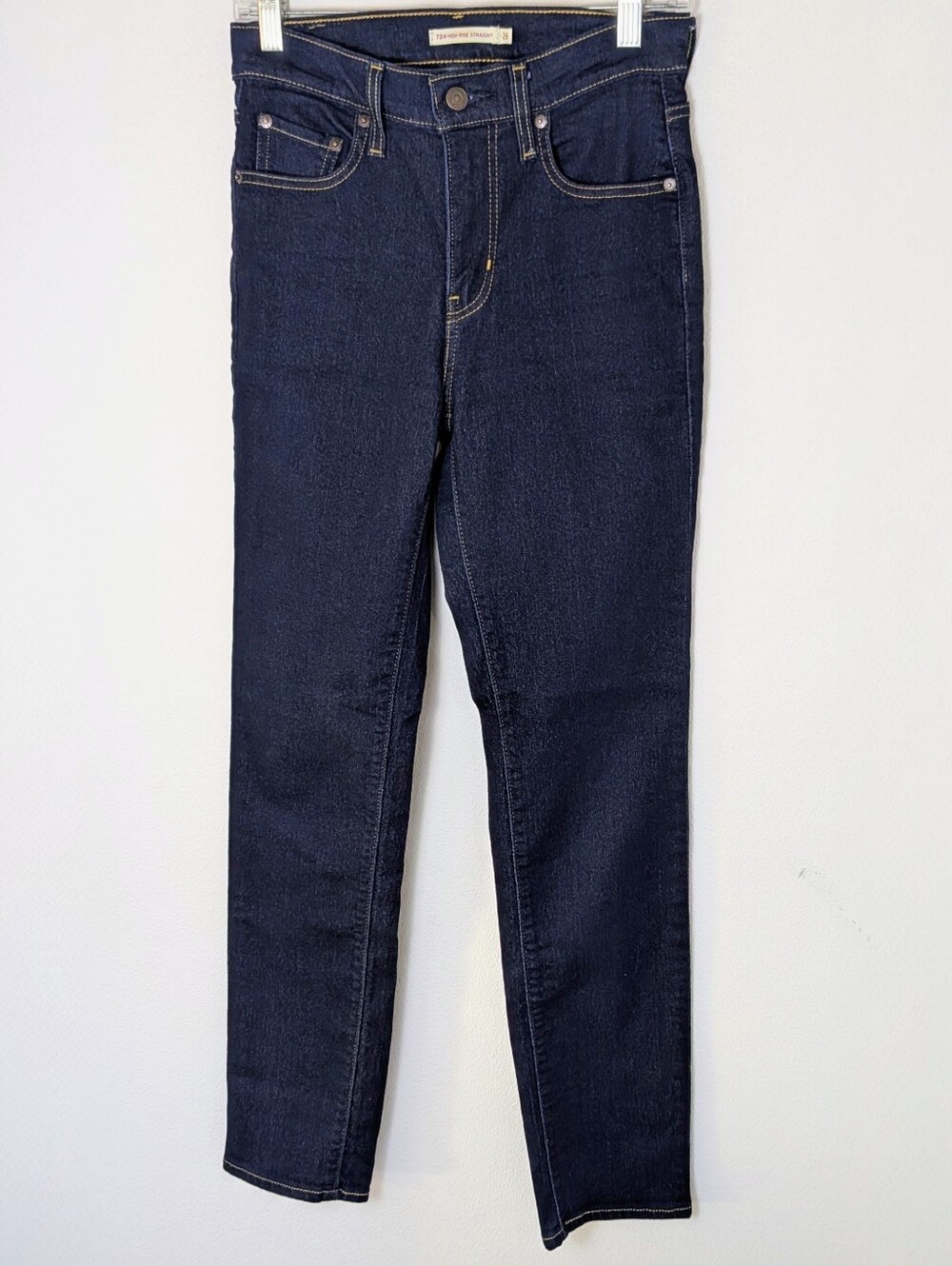 Levi's 724 High Rise Straight Women's Jeans Dark Wash Stretch Sz 26" length 32"